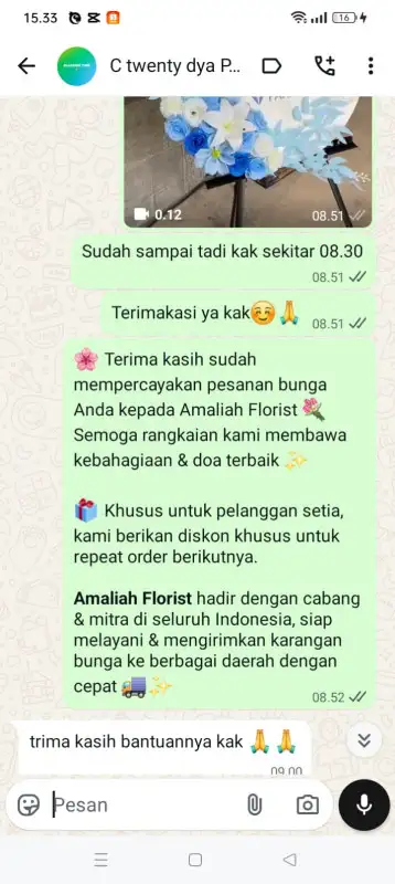 Testimonial krans bunga BANGKA BARAT